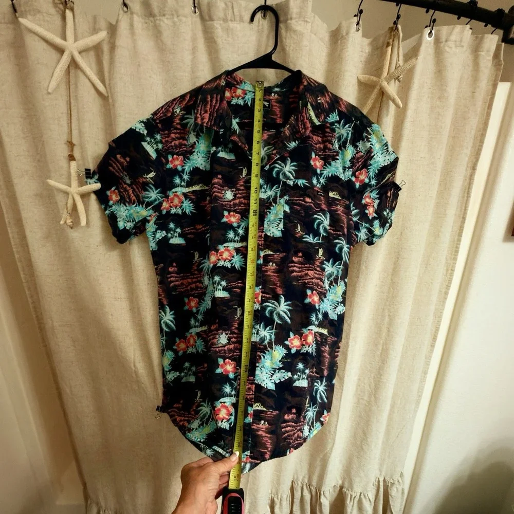 Men's Billabong Hawaiian Tiki 100% Cotton Short-Sleeve Button Shirt L– Excellent